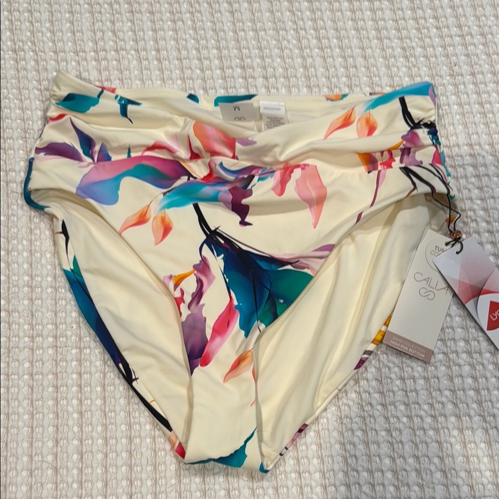CALIA by Carrie Underwood Cream and Pink Bikini with Knotted Waist